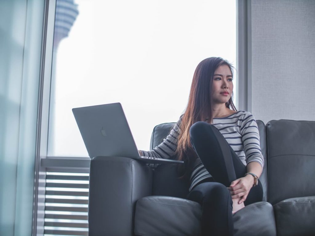 asian lady alone in the office