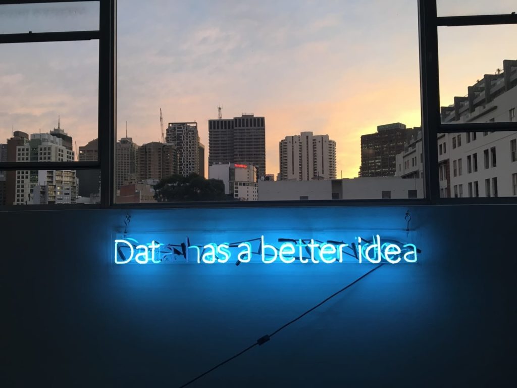 Data analytics neon sign