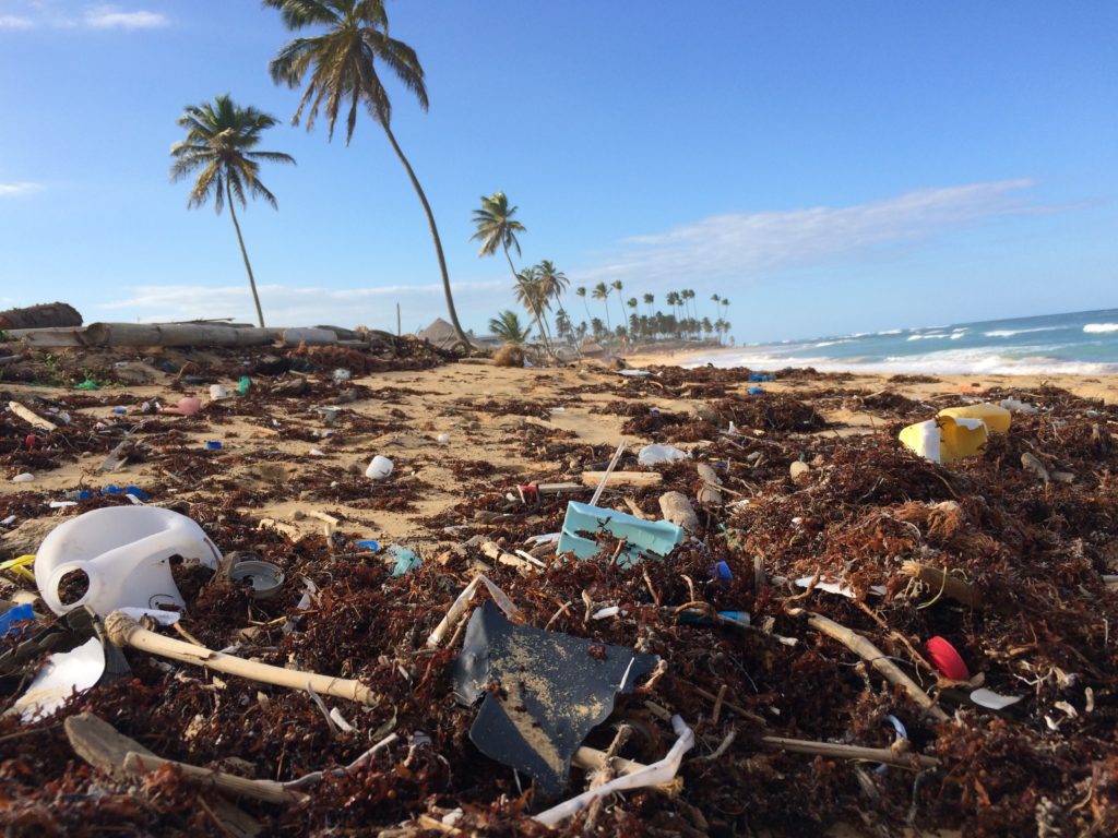 plastic waste on beach