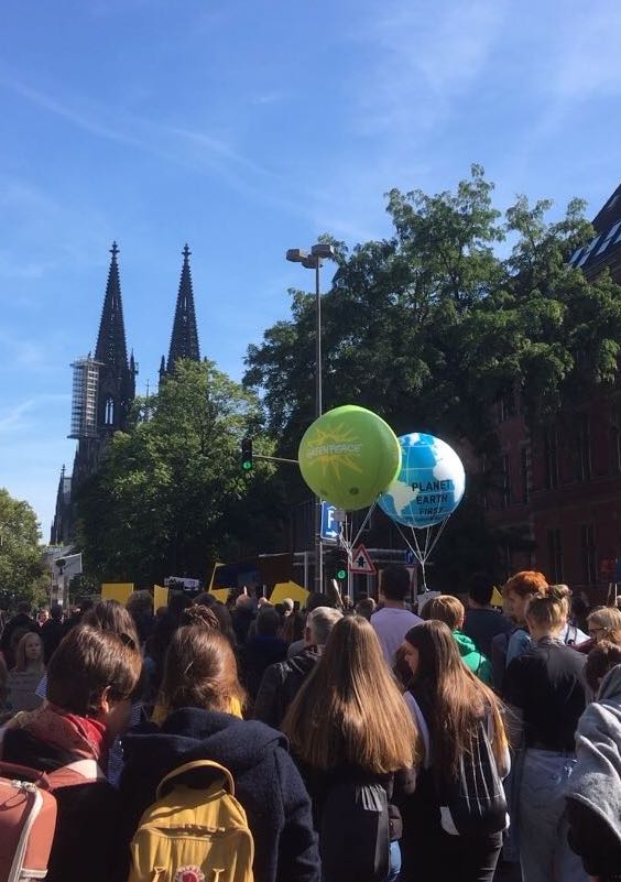 demonstration in front of cathedral