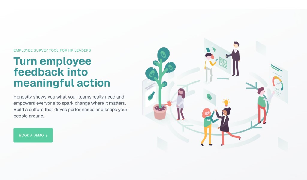 Honestly employee survey software homepage