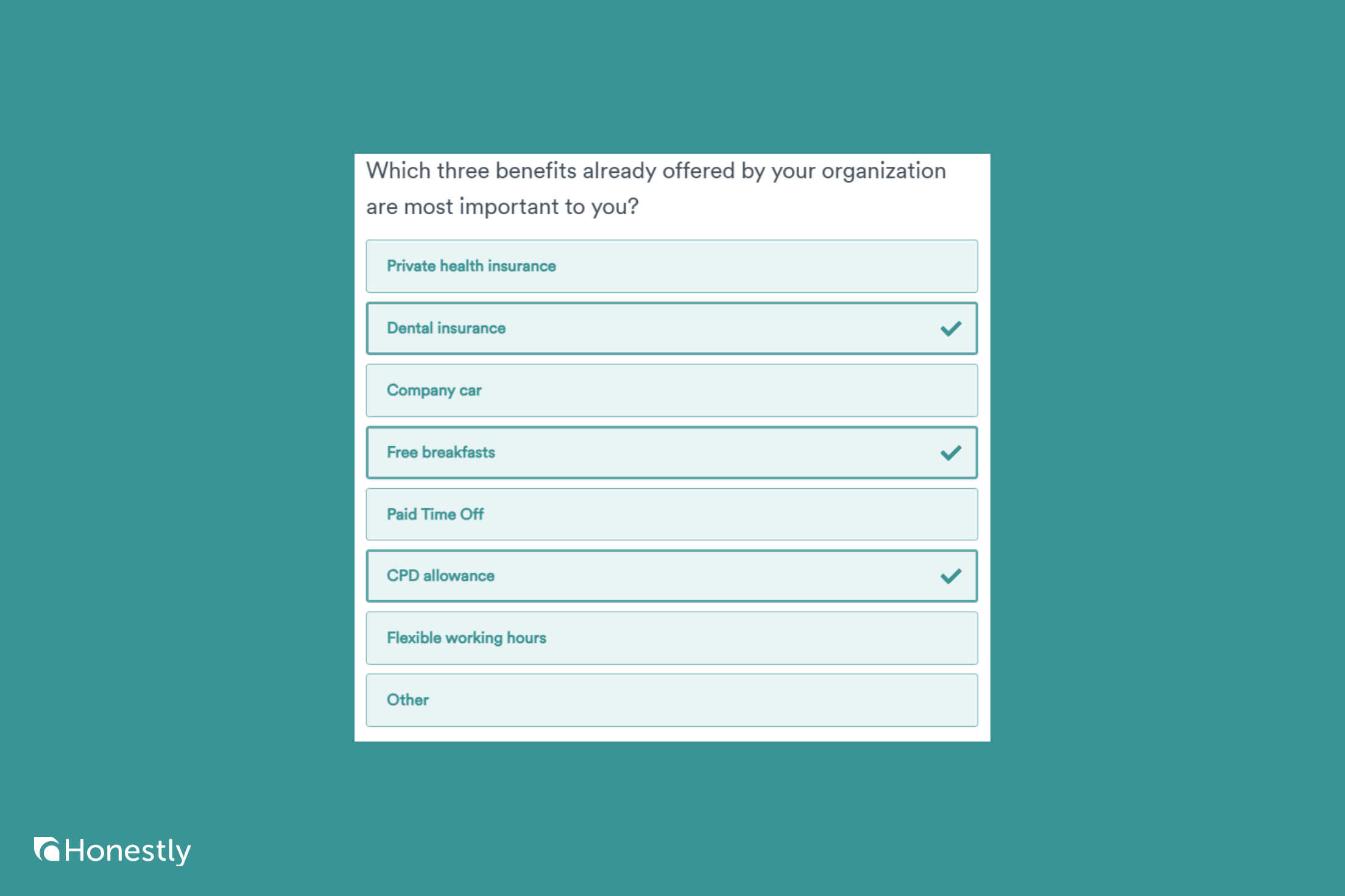 Employee Benefits Survey question 4 Employee Benefits Survey question 4