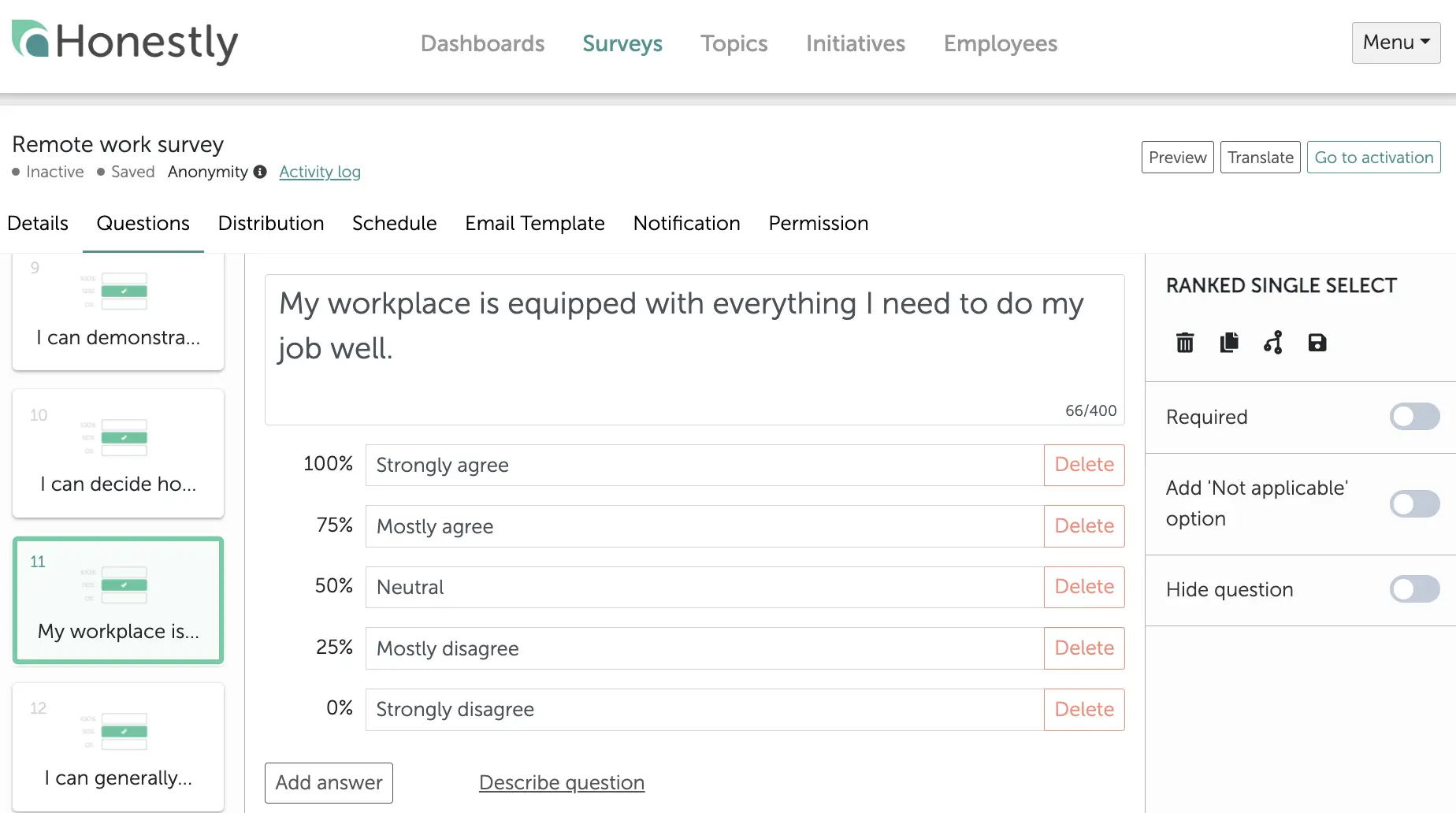 employee pulse survey example question