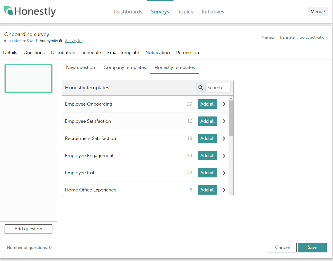 Honestly onboarding survey Honestly onboarding survey