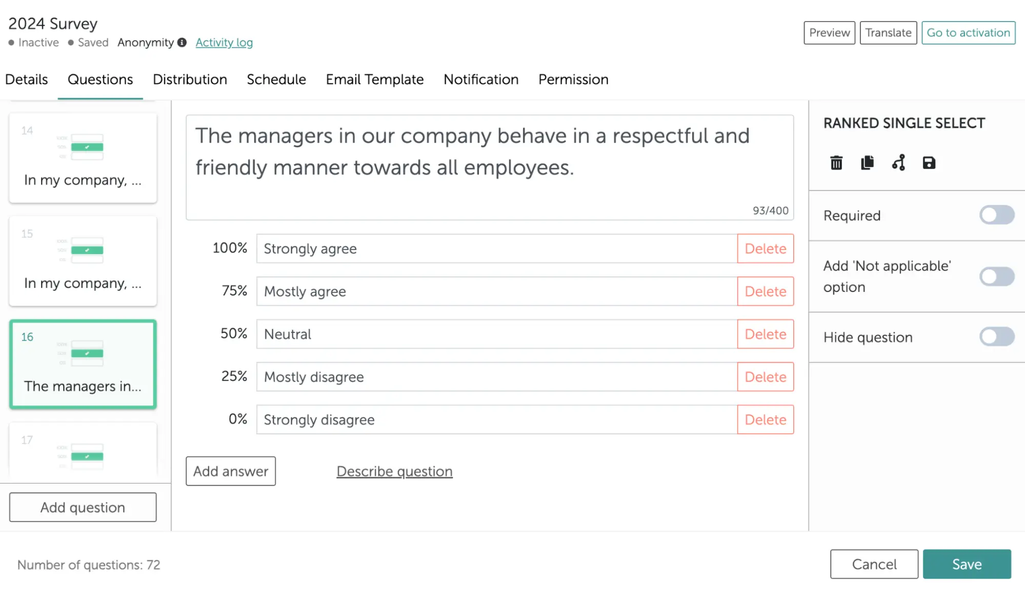 Honestly employee survey template
