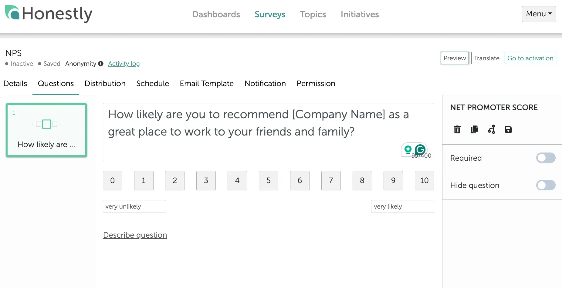 eNPS survey eNPS survey