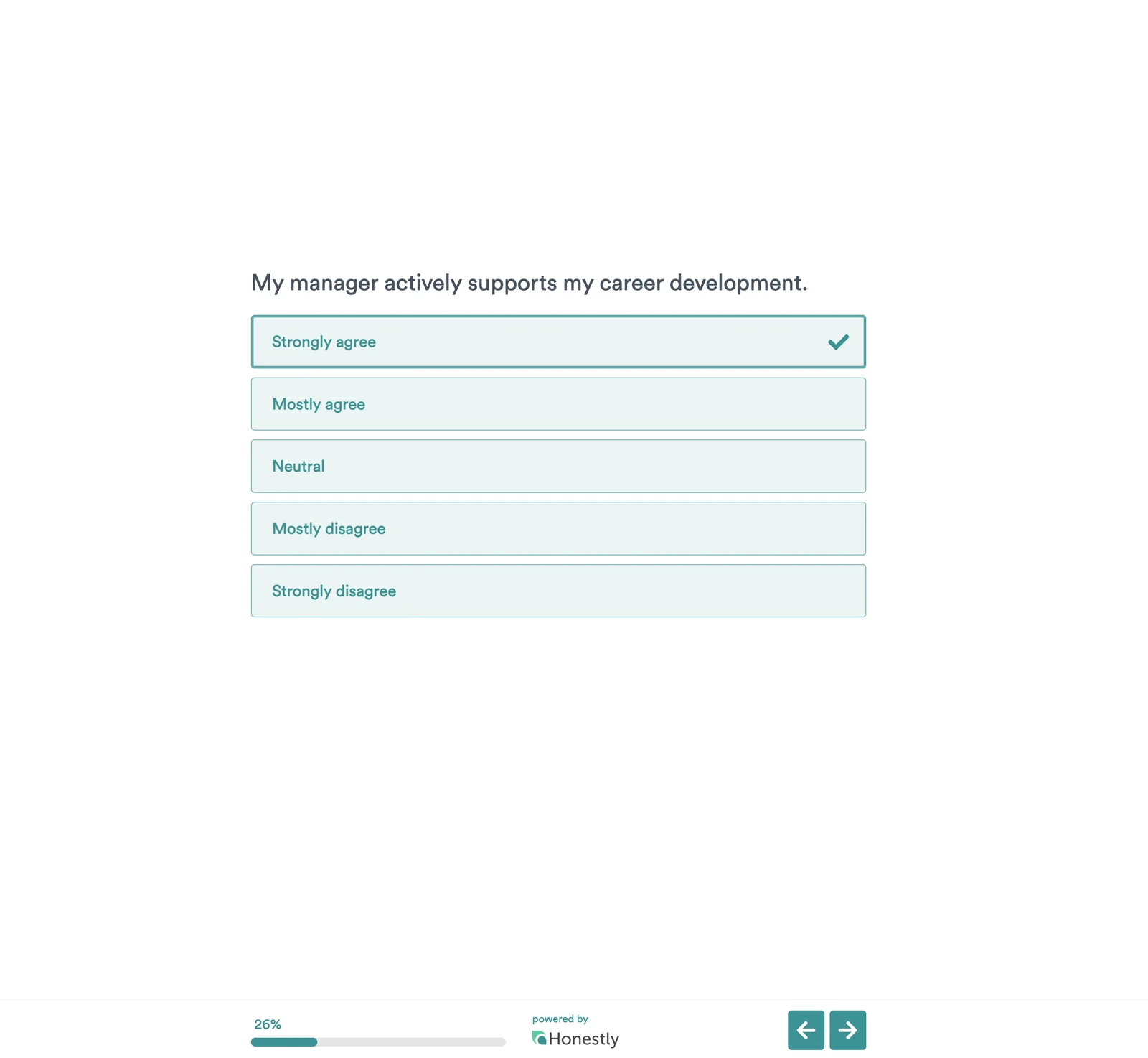 Survey from the employee's perspective with a five-point answer scale